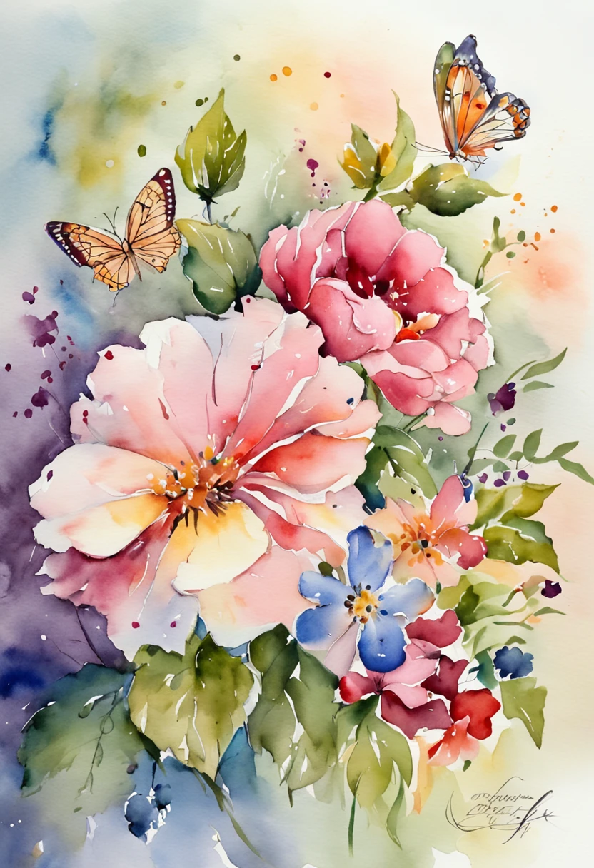 Floral wallpaper with butterfly