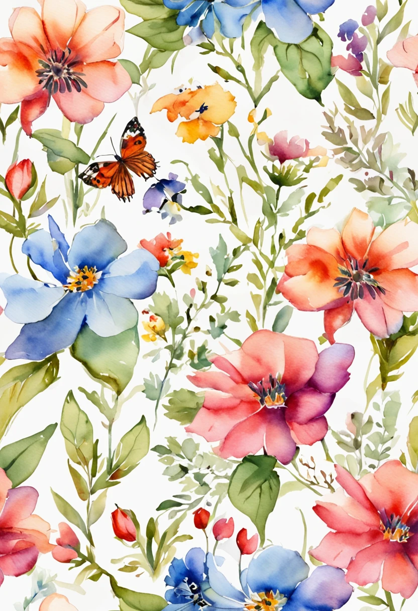 Floral wallpaper with butterfly