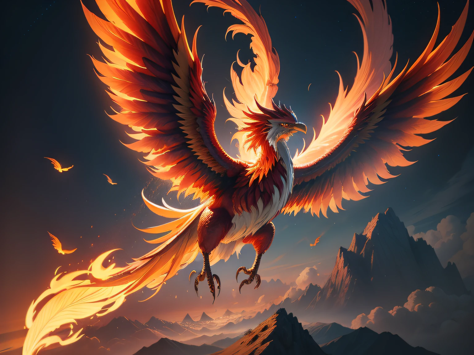 tmasterpiece,A high resolution,8K,CG animation,The image of the phoenix in Chinese mythology,flying through the air