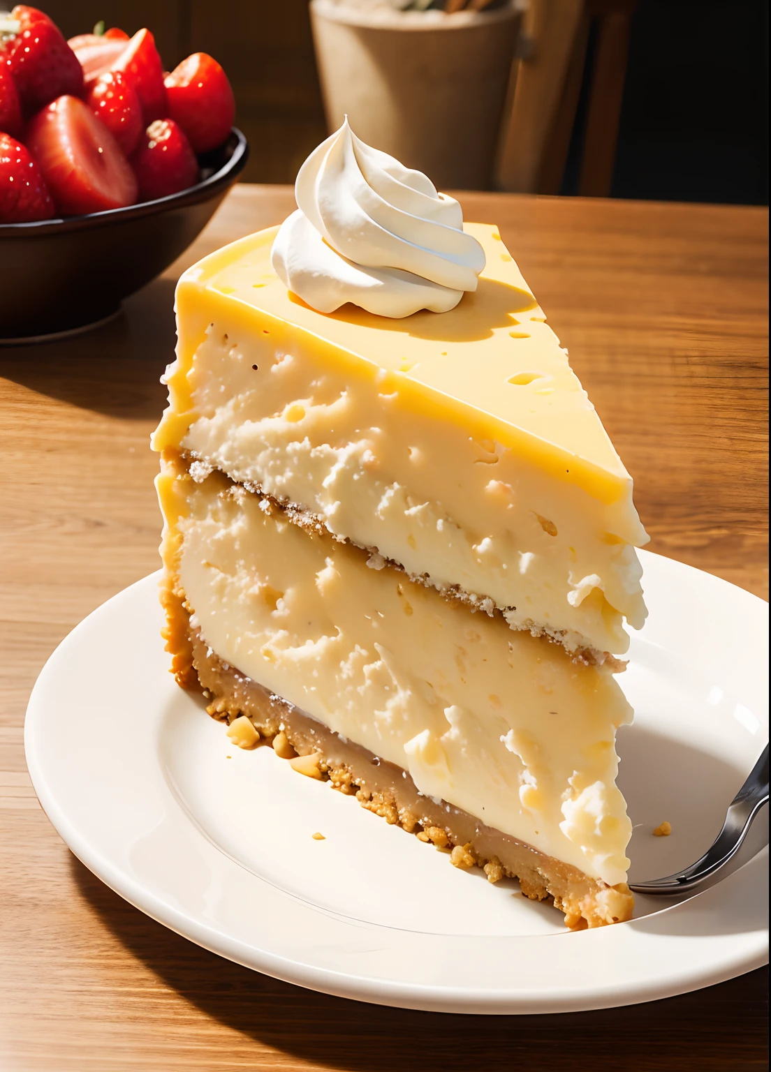 delicious cheese cake, photorealistic, yummy