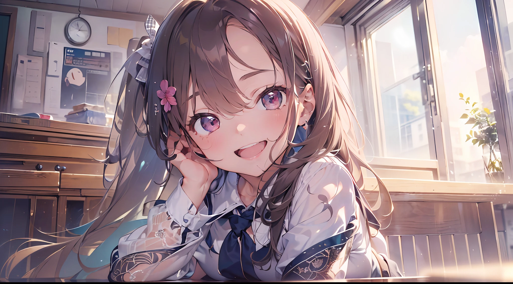 (masterpiece, best quality, ultra detail, high resolution, 8k, ultra high res, absurd resolution, absurd detailed, :1.3),, 1girl, beautiful face, smiling, (whole body:1.5), teen, translucent skin, school uniform,