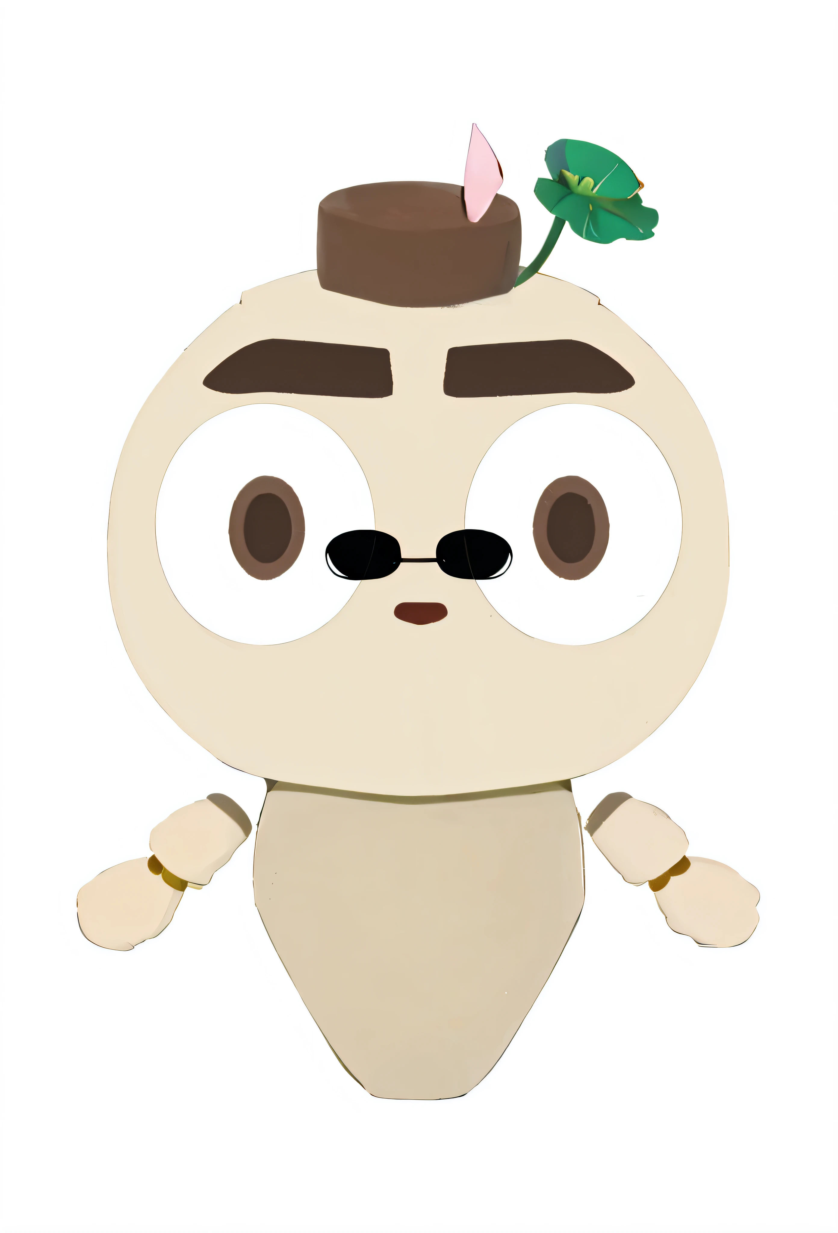 3D figure of a man wearing a hat and a lotus flower on his head, Characters based on lotus couples, an animated character, merged character, animal crossing character, vinny from vinesauce, cute character, Danbru, telegraph stickers, 🐿🍸🍋, grogu, as a clay character, negao, His head is a lotus couple