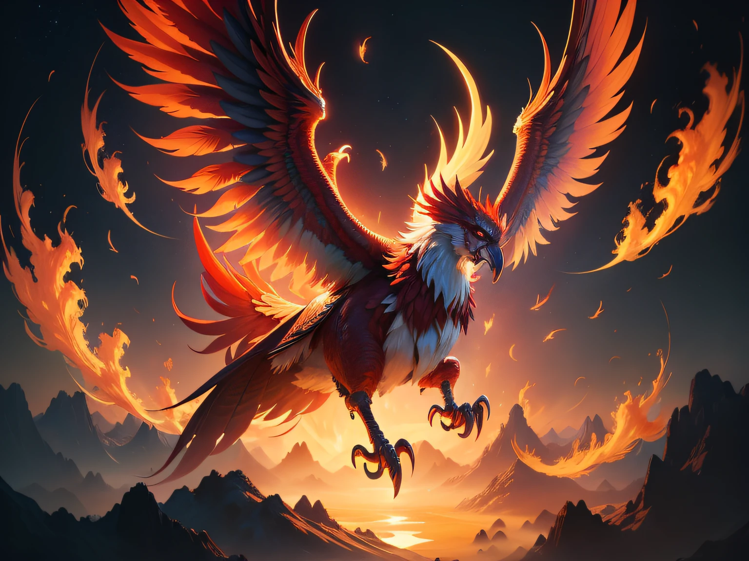 tmasterpiece,A high resolution,8K,CG animation,The image of a phoenix in Chinese mythology,flying through the air