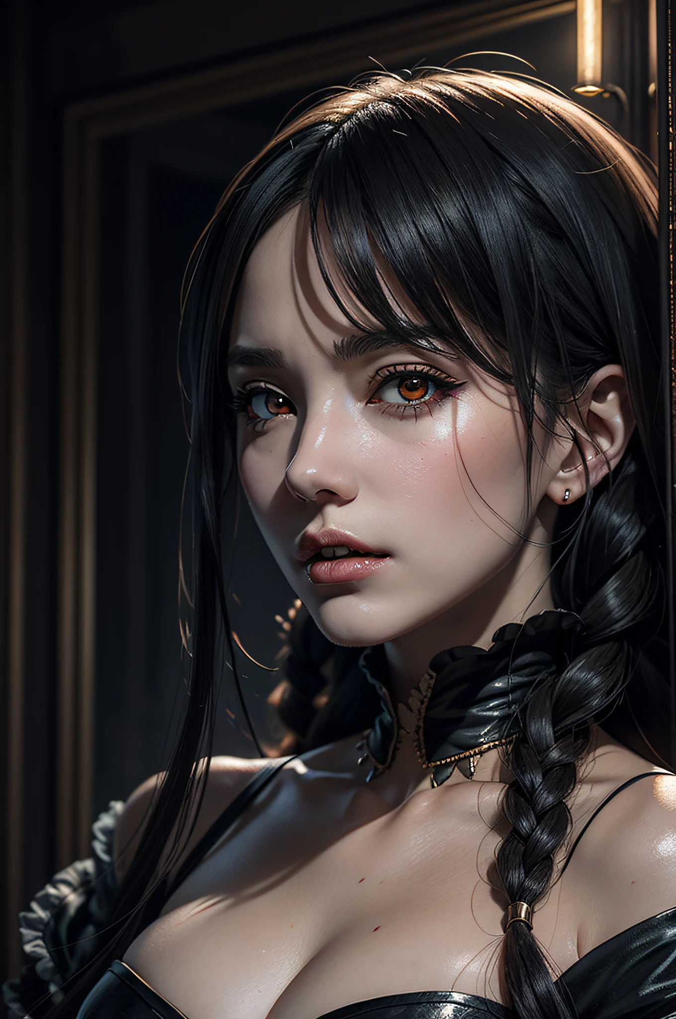 Vampire girl Shalltear Bloodfallen: Overlord anime, best quality, masterpiece, (realistic:1.2), Front, detailed face, (((masterpiece))), (((best quality))),(((extremely detailed))), illustration, mysterious,