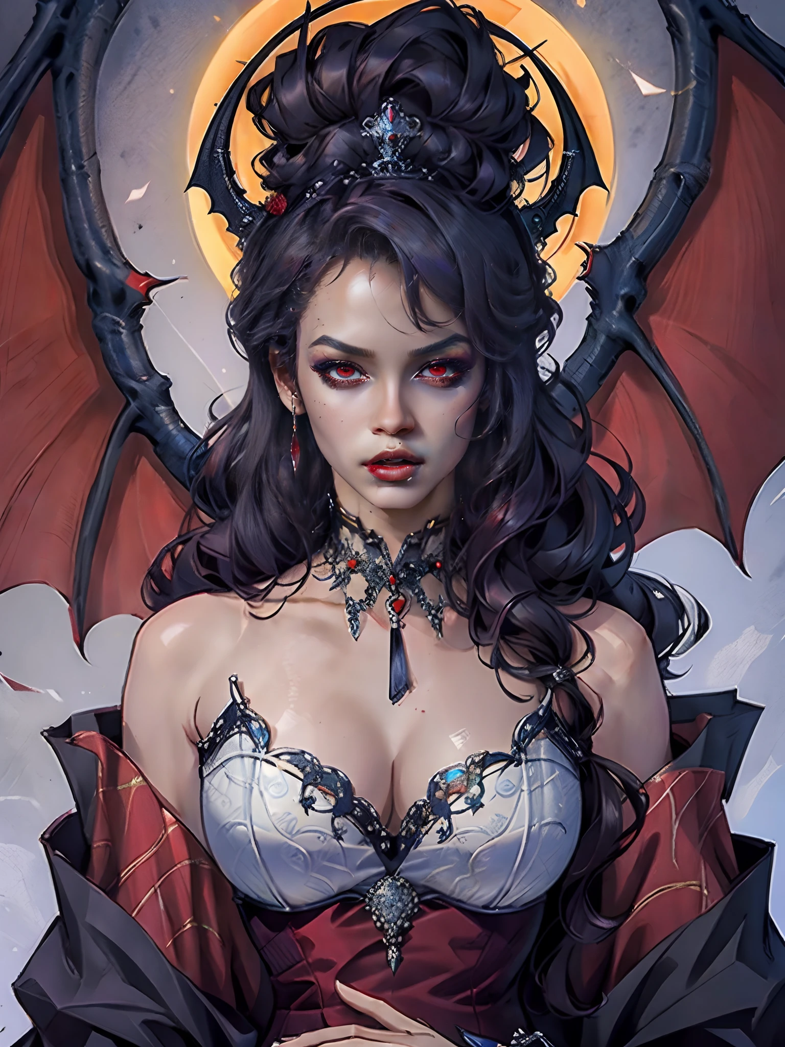 Red eyes glow，The corners of his mouth sneered:0.4，bleeding from the corners of her mouth