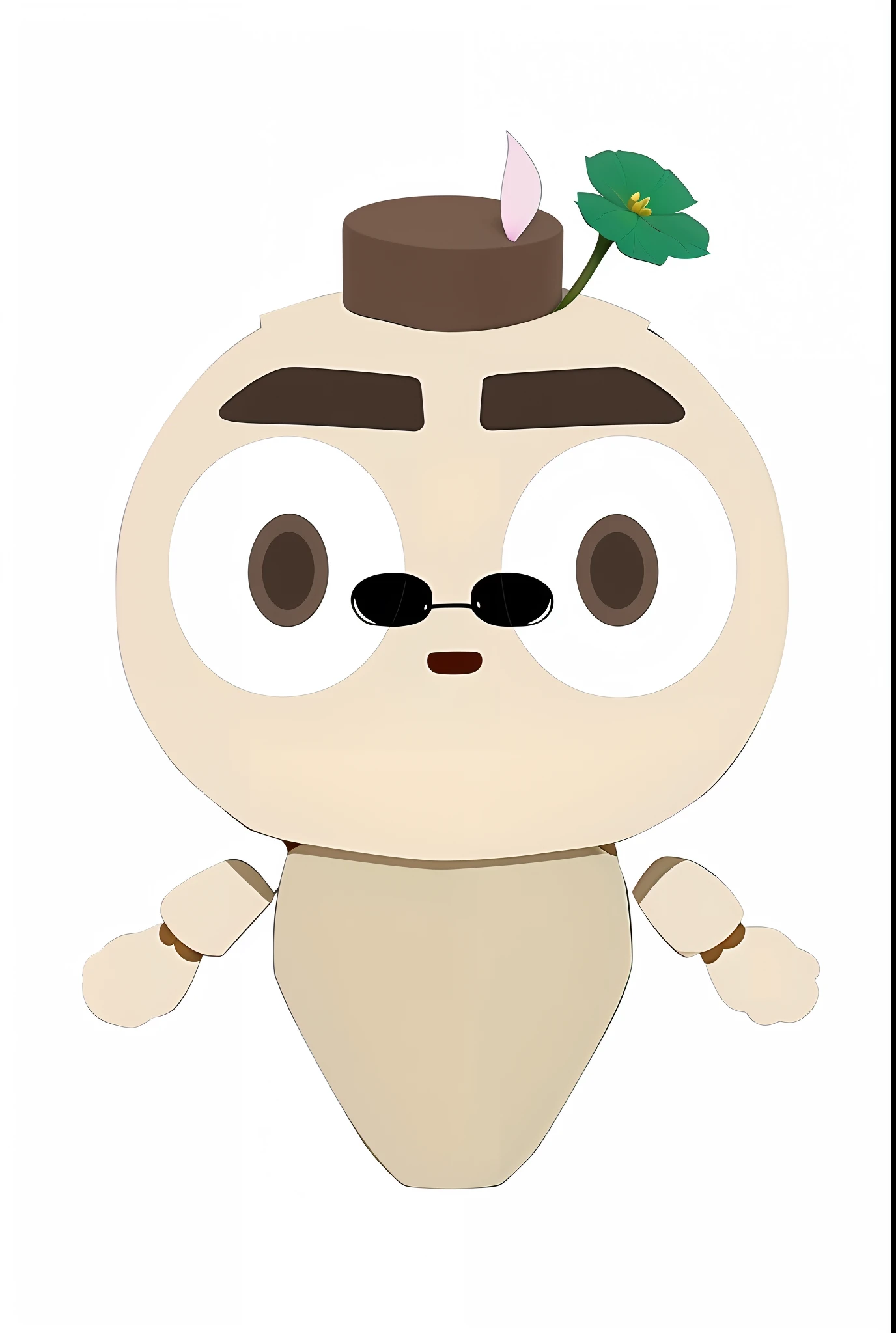 Cartoon image of a white and brown animal with a lotus flower on its head, a character based on a haggis, merged character, an animated character, Lotus couple_Character, a 3D render, koda kazuma, Herren. nimbus character design, animal crossing character, cute character, Depibru, tchibi, octan render, grogu, Pancake flat-headed lotus coupling