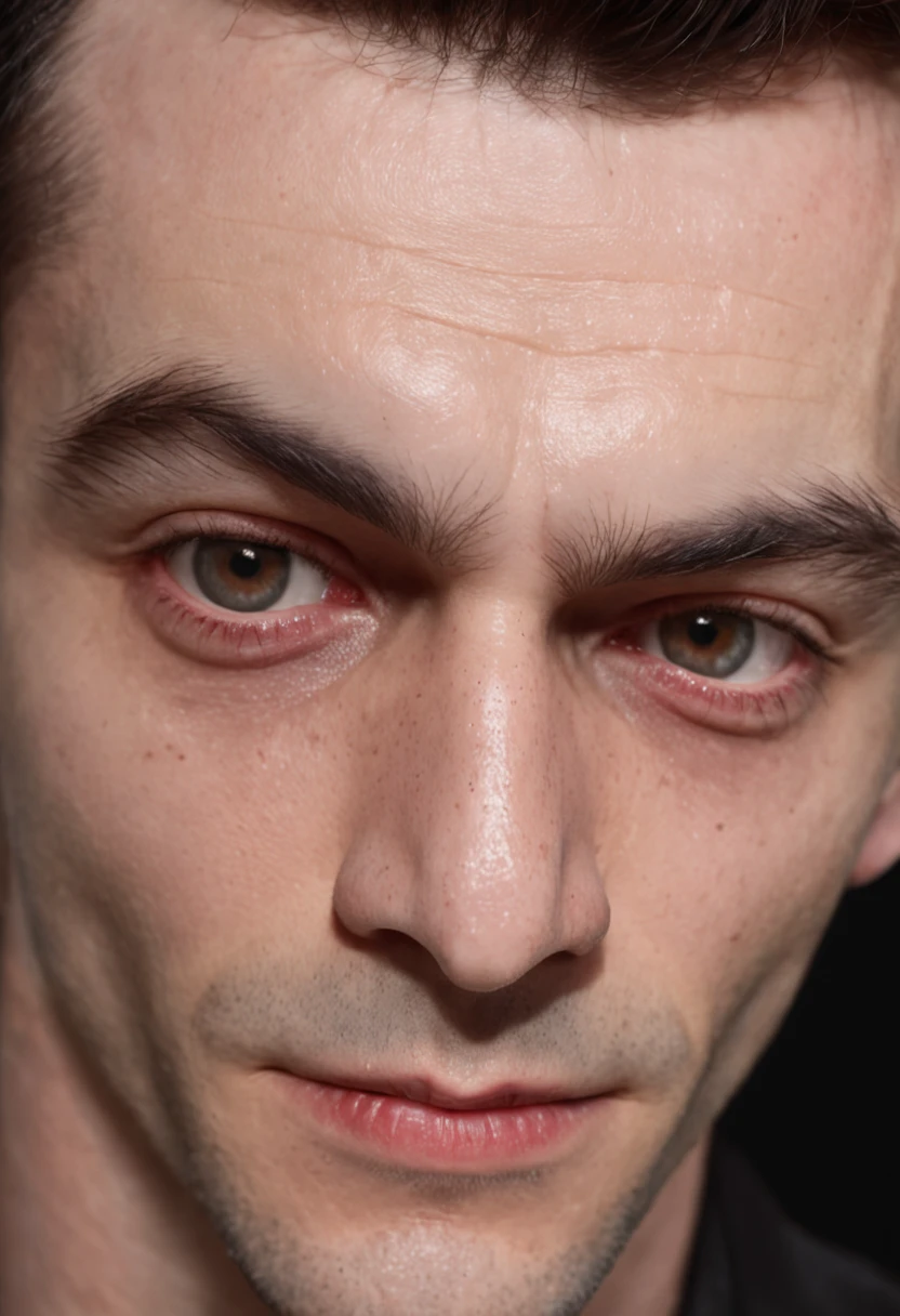 of a real,Hyper-realistic,Realistic skin texture,Close-up,Handsome vampire ager,(male people:1.4),closeup cleavage,head portrait,Open your mouth,the bats,long canine teeth,There is blood on the teeth,long whitr hair,(blood stains at the corners of the mouth:1.4),Blood,depth of fields,dynamic blur,high light,Real light,Ray traching,oc rendered,Hyper-realistic,best qualtiy,8K,Works of masters,super-fine,Detailed pubic hair,Correct anatomy,sharp focus on eyes,Bokeh,Facial features are carefully depicted