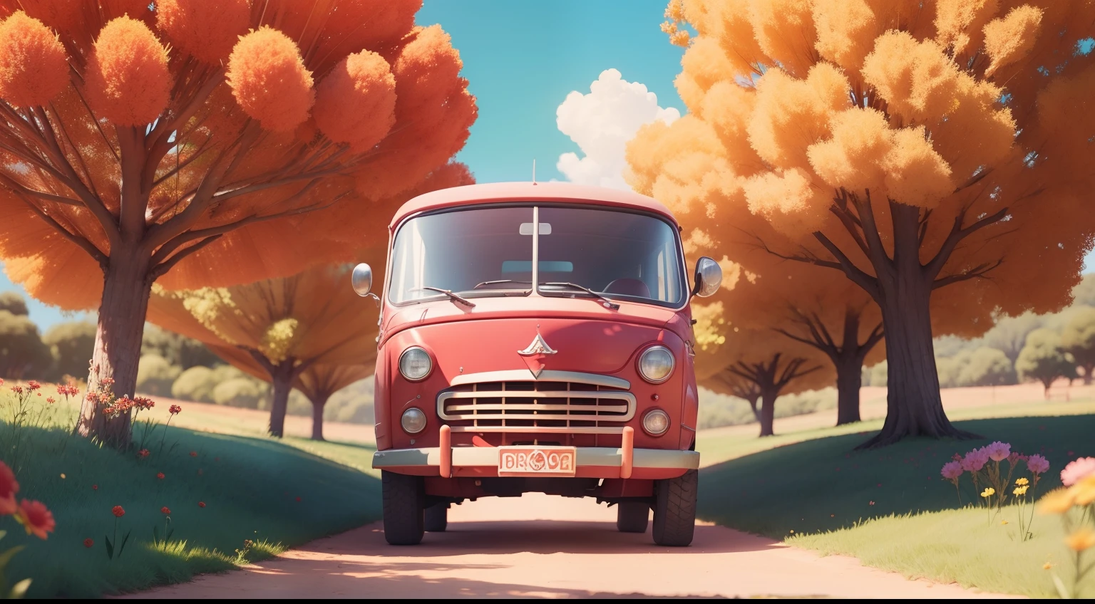 campo de Morango com muitos morangos, dia ensolarado, Image taken from the ground , alta qualidade , imagem bonita , Estilo Disney Pixar