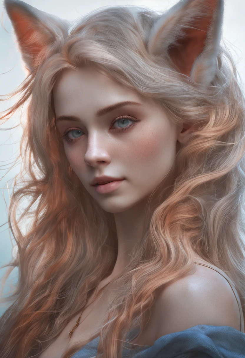 Masterpiece, best quality, photo realisticity, fox ears, beautiful girl, twins, white hair, 2 girls, super detailed face, hidden face, double eyelids, shiny skin