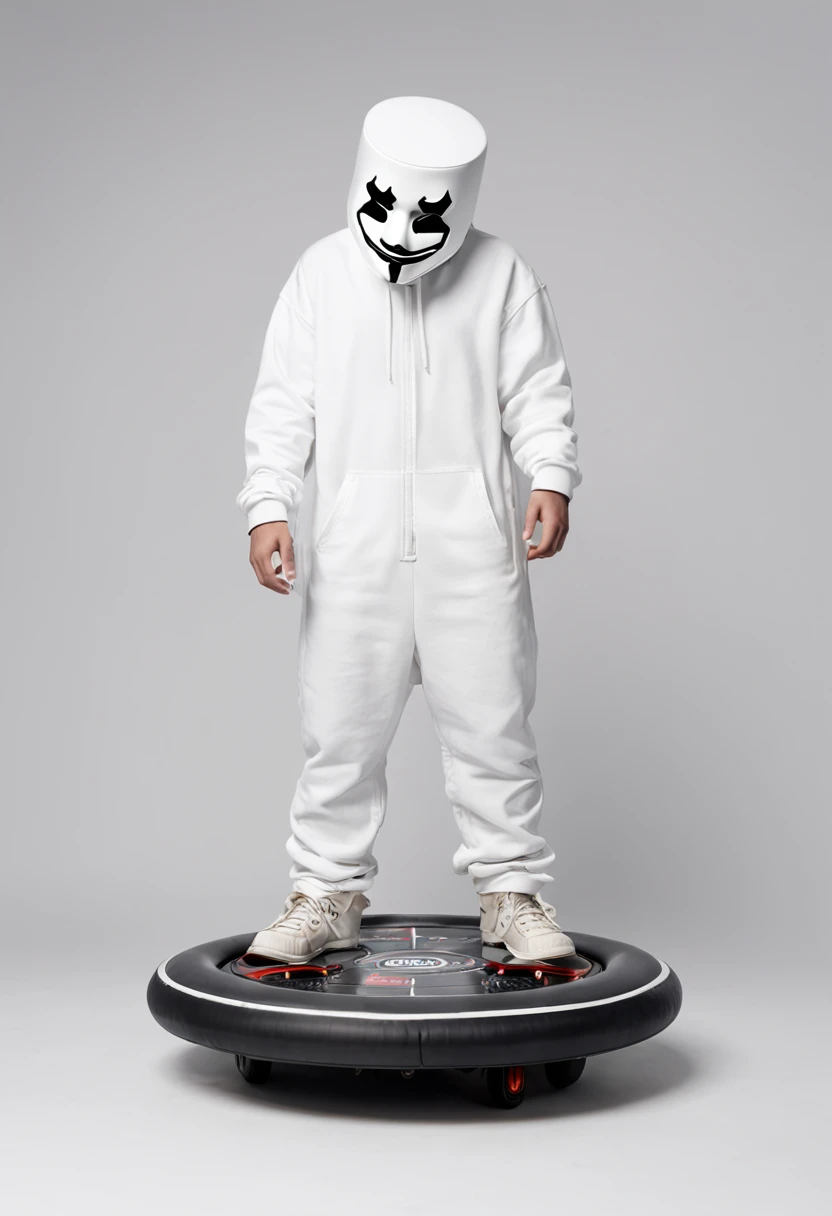 fullbody,marshmello face punk style hoverboard, big x branded hoodie, render, Leonardo da Vinci, cgsociety, artstation trending, no background
