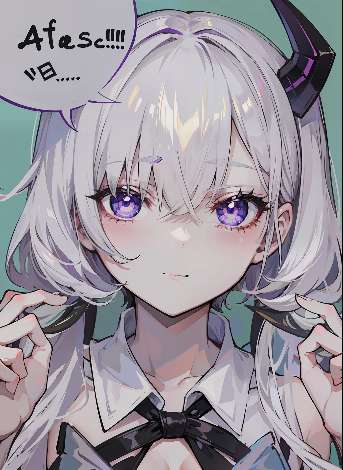 Creamy white hair，Deep purple pupils，A cute and seductive succubus girl