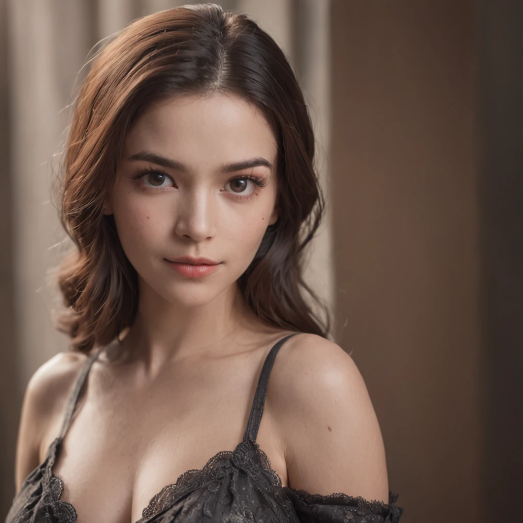 closeup cleavage,photography of,k hd,Cute girl,looks into camera,is shy,Dark background,soft warm light,deep shading,Expensive cameras,Portrait film,winning artwork,tmasterpiece
