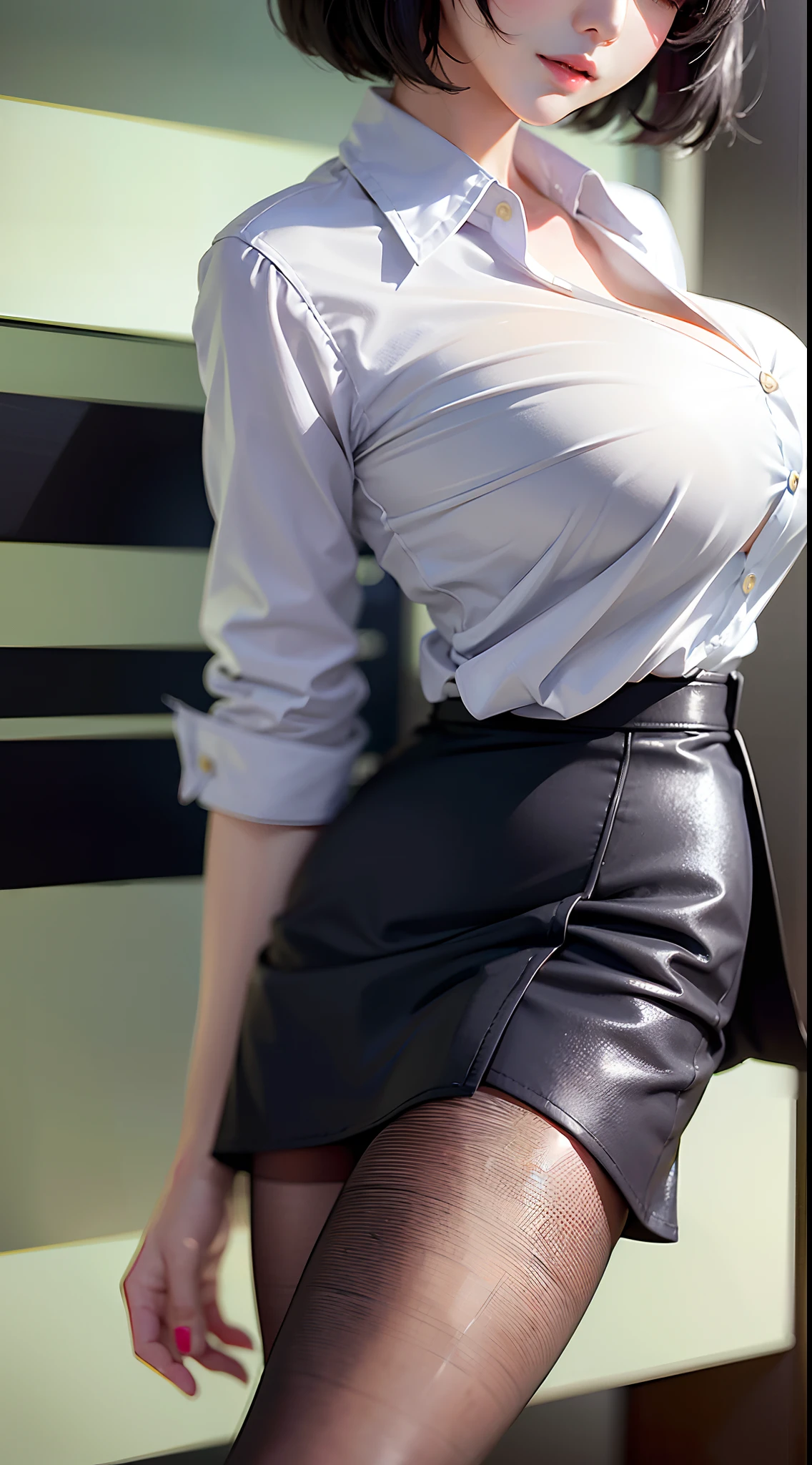 Business suits (skirt) Japanese woman in clothes (((Business suits (skirt) Wear a shirt with white buttons))), (((Wearing pantyhose))), (((M-shaped open legs))), (((Huge breasts :1.5, and droopy breasts:1.5))), (low angle shots), (((big grin))), fluffy breasts, Side chest, open chest, Close-up of the top of the chest, Korean Girl, Beautiful Korean Woman, Gorgeous young Korean woman, Beautiful young korean woman, asian girl, young adorable korean face, Portrait of a Korean female idol, a Korean woman, Popular Korean makeup, Medium short hair, Popular Korean makeup, (8K, Raw-Photo, Top Quality, masterpiece: 1.45), (NSFW (New South Wales) (New South Wales) (New South Wales) (New South Wales):1.25), ulzzang, ulzzang-6500-v1.1, pureerosface_v1