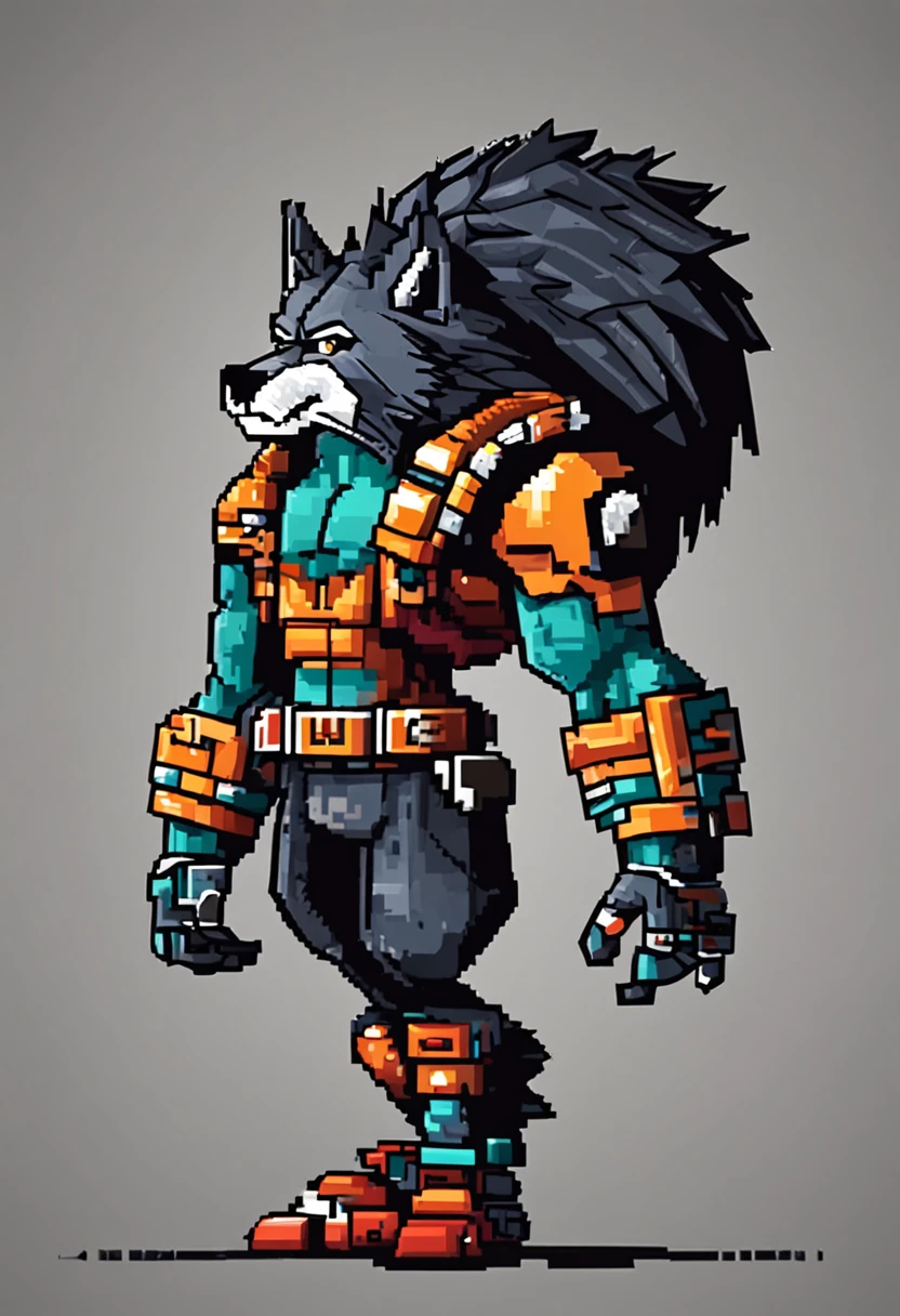 personagem ((lobo)) pixel art