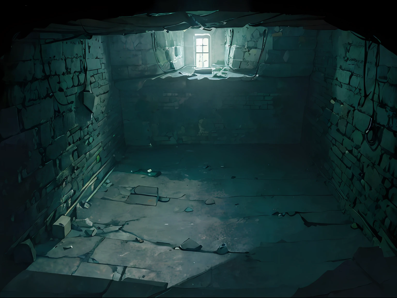 (low angles:1.2),Basement in a large basement,Dark,Large basement,No humans,no Animal,(Evil:1.5),Large dark room,darkness
