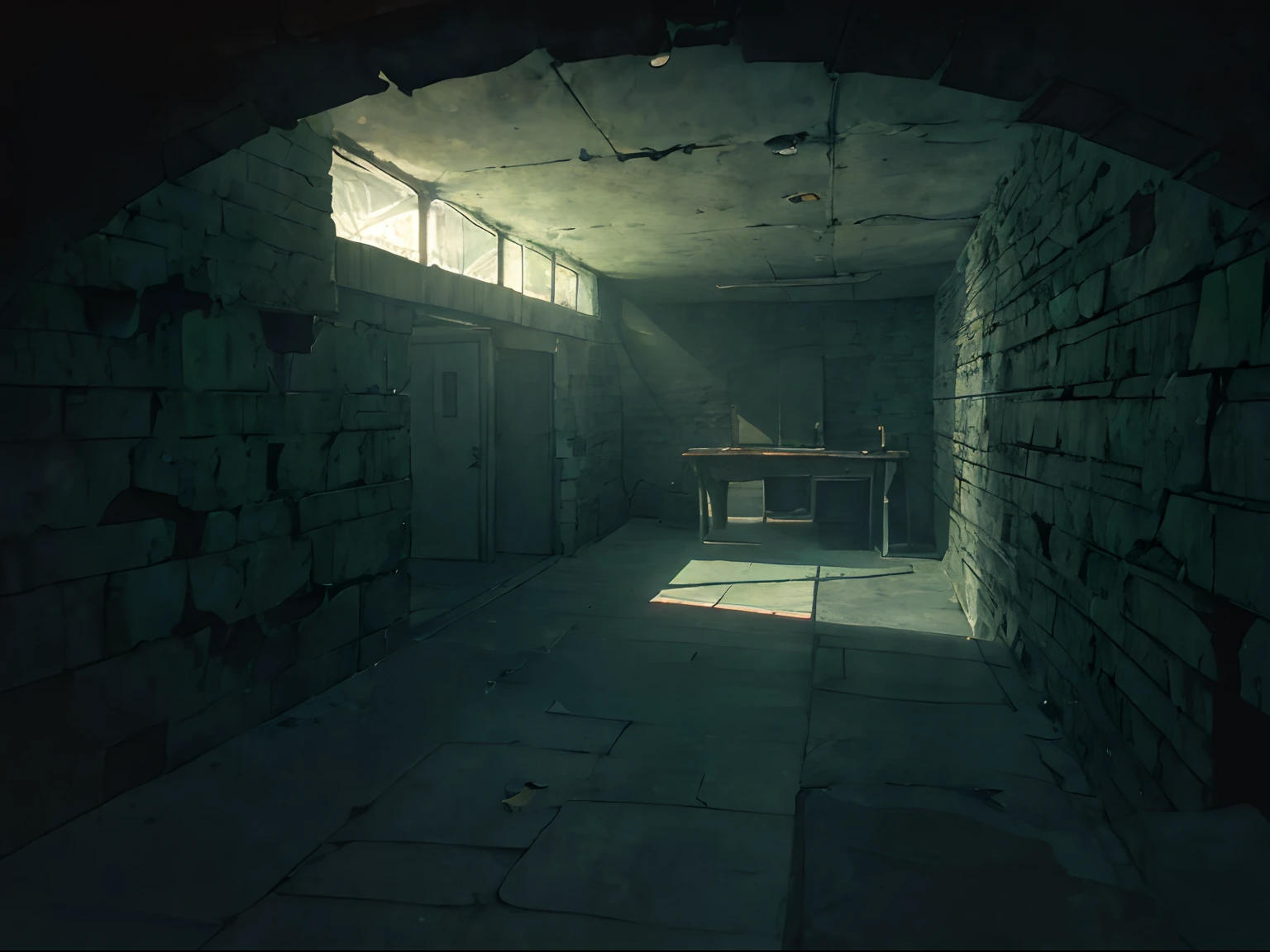 (low angles:1.2),Basement in a large basement,Dark,Large basement,No humans,no Animal,(Evil:1.5),Large dark room,darkness