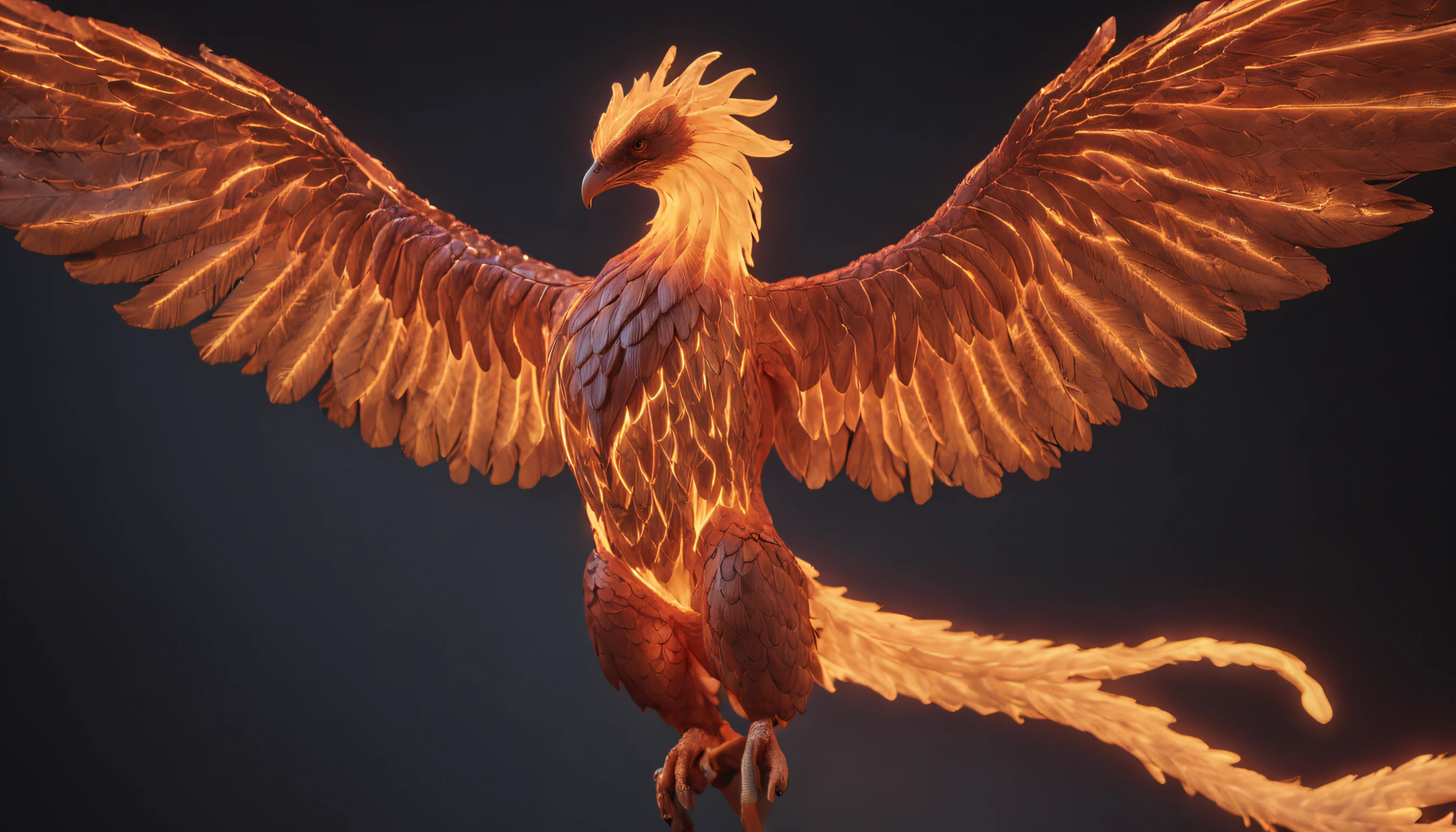 （Fire Phoenix），（The fire outlined the phoenix's body)，The phoenix flaps its wings，(Shining with golden light)，solo,nigth,Multiple silhouettes，First-person elevation angle，super detailing，best qualtiy，tmasterpiece，（8K)，Extremely detailed，Epic artwork , Playful, Art Hoe, Artwork, face shot, Motion graphics, Soft focus, Sound art, blue colors, Hackercore, laser lighting, Ultra realistic