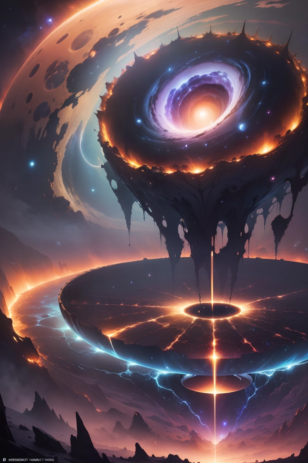 (masterpiece, best quality, high resolution) "Cosmic Horror": A breathtaking view of space reveals a distorted galaxy teeming with strange life forms and entities that defy human understanding.