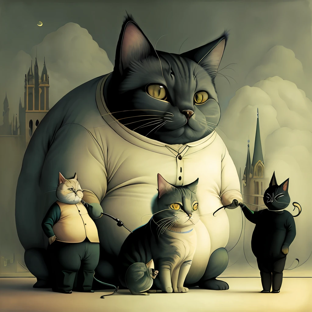 Very fat cat surrealism