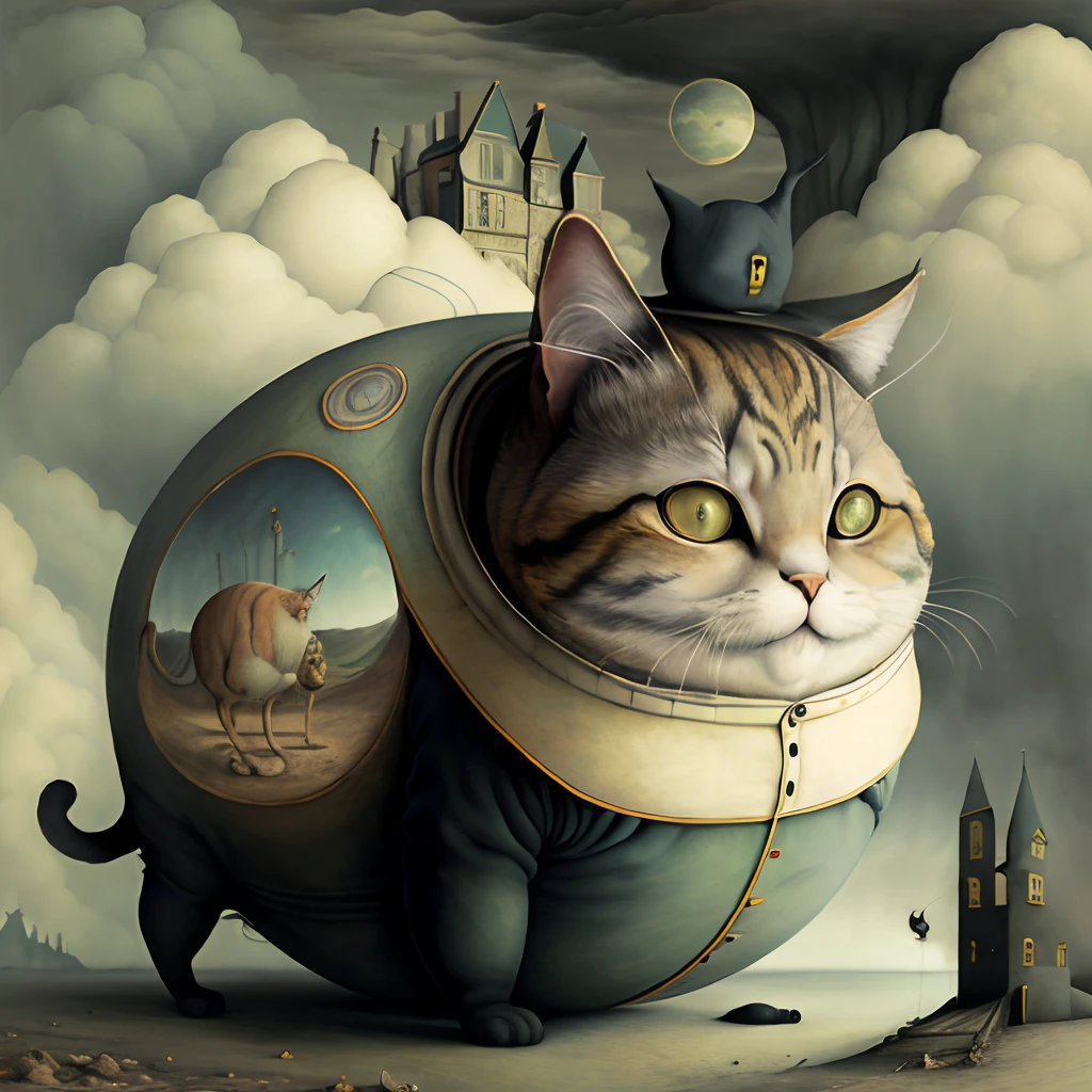 Very fat cat surrealism