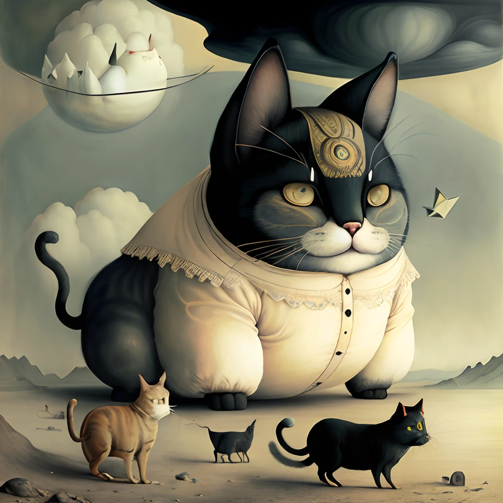 Very fat cat surrealism