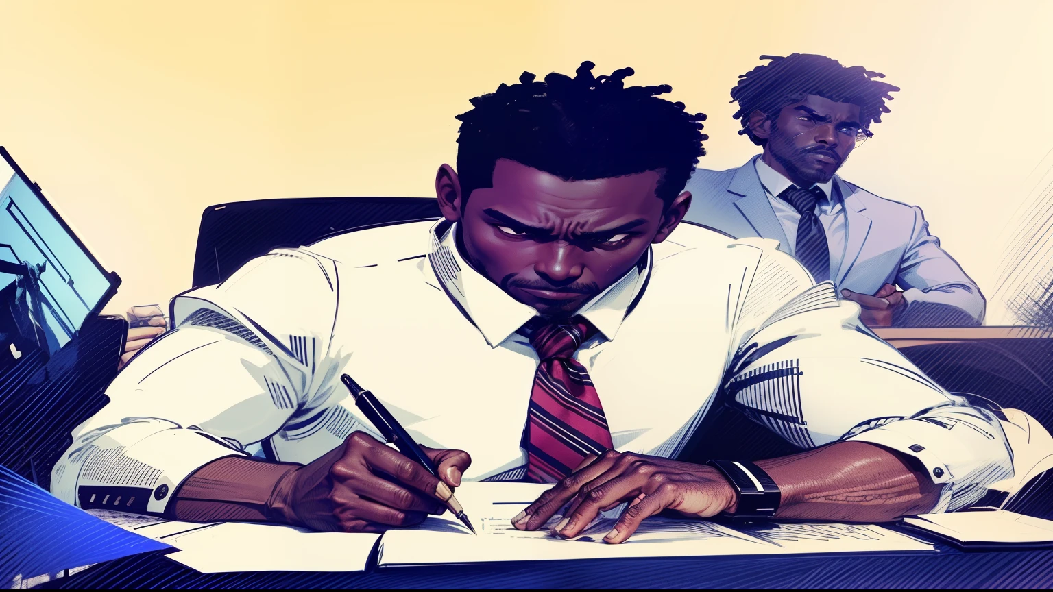 IMAGEM REALISTA DE HOMEM NEGRO EM UMA ENTREVISTA DE EMPREGO