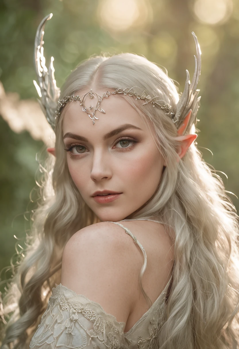 (masterpiece),(best quality),(ultra-detailed),(corpo inteiro),(high resolution),(floating),(dynamic pose),(blue eyes),(blonde hair),(white dress),(silver and gold embroidery),(elvish headdress),(beautiful and serene face),(glowing aura),(forest),(volumetric light)next frame-1