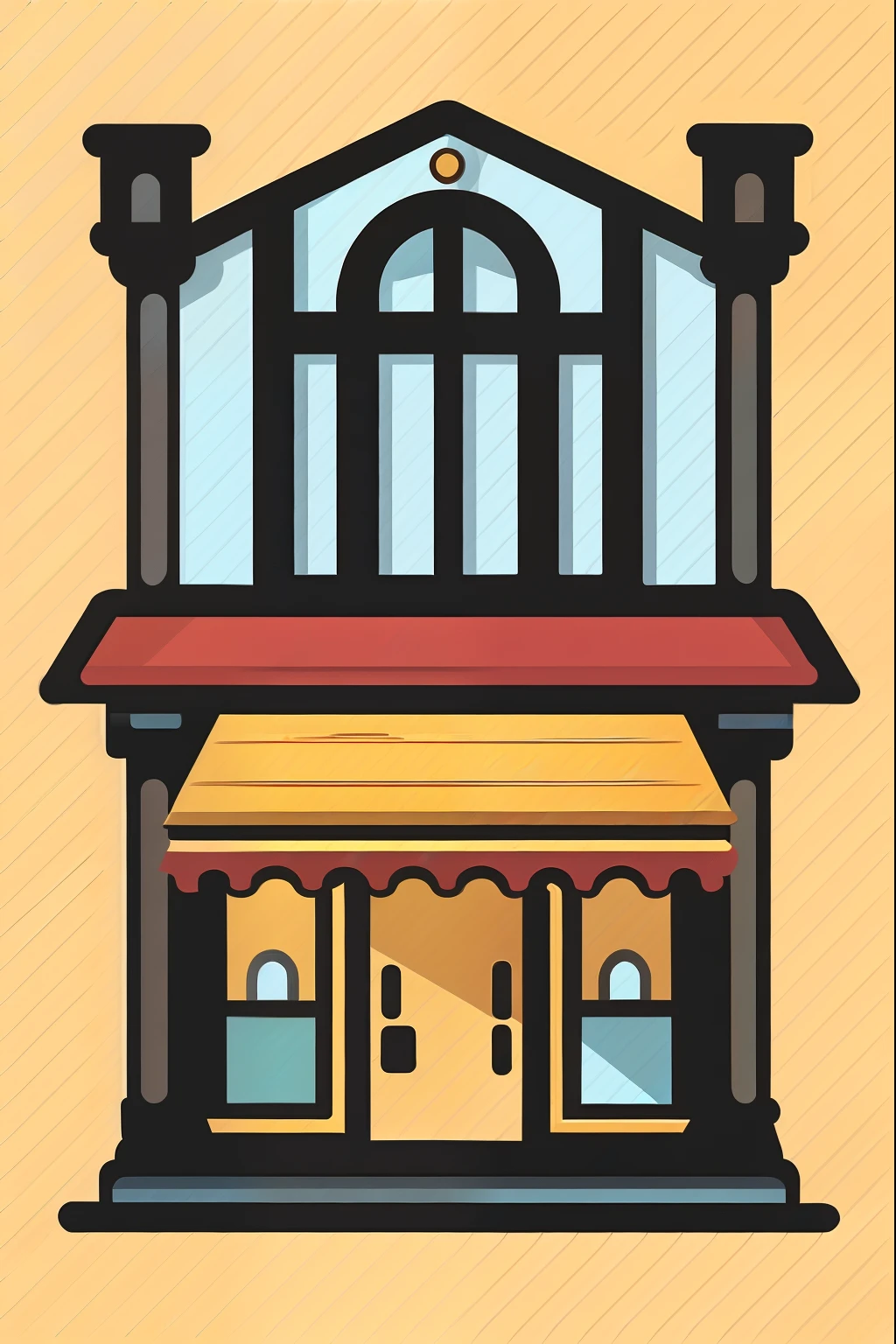 Shop icon,High street icon,One floor,European,Baroque architectural style,Mini Program page icon,cartoon icon,less detailing