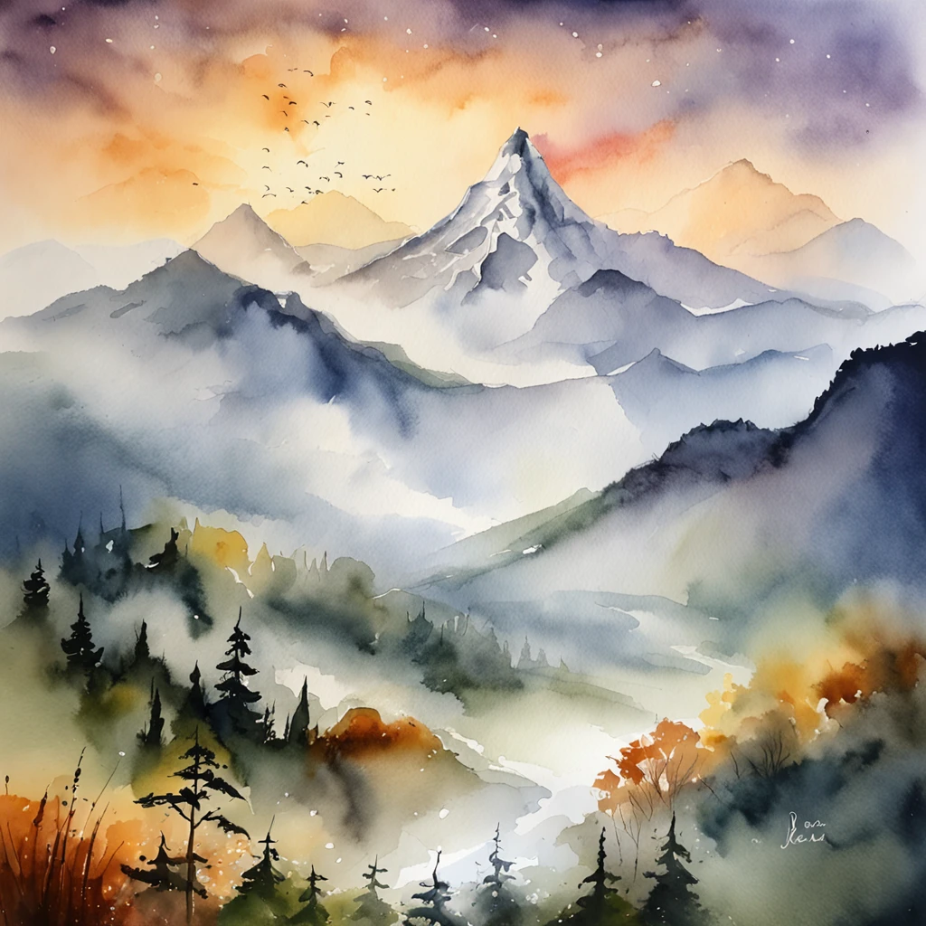 "A mesmerizing and enchanting view of the majestic mist-covered mountains, as if shrouded in a mystical haze, offering a sense of tranquility and awe-inspiring beauty."