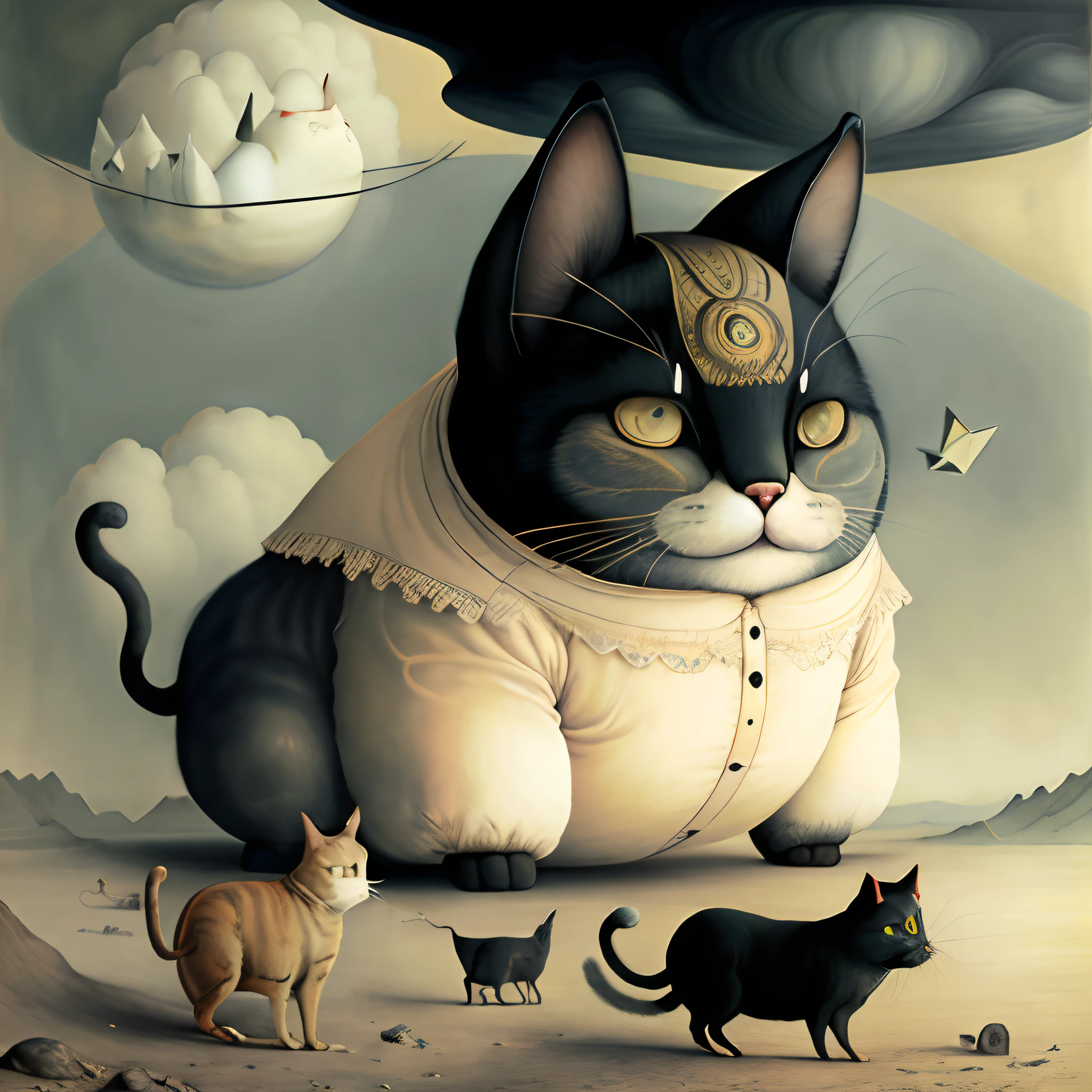 Very fat cat surrealism
