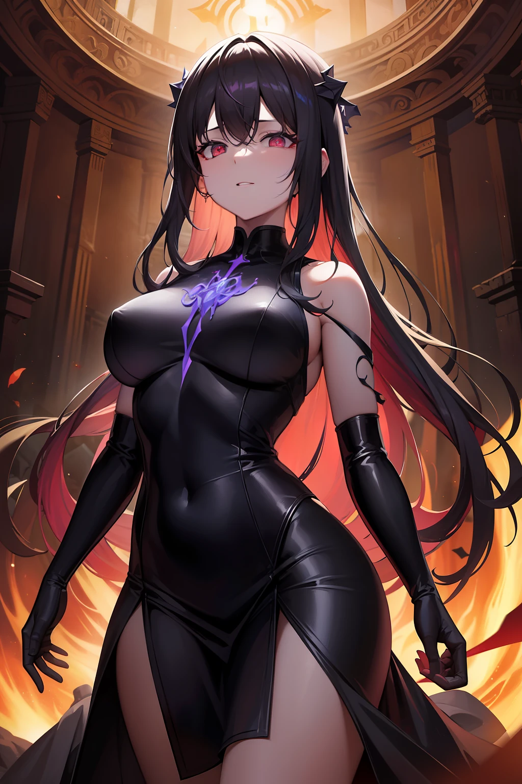 (masterpiece, best quality, high resolution) "Arcane Cult": A congregation of fanatic followers performing a dark ritual in an ancient temple, as a cosmic entity begins to manifest through rifts in the fabric of reality