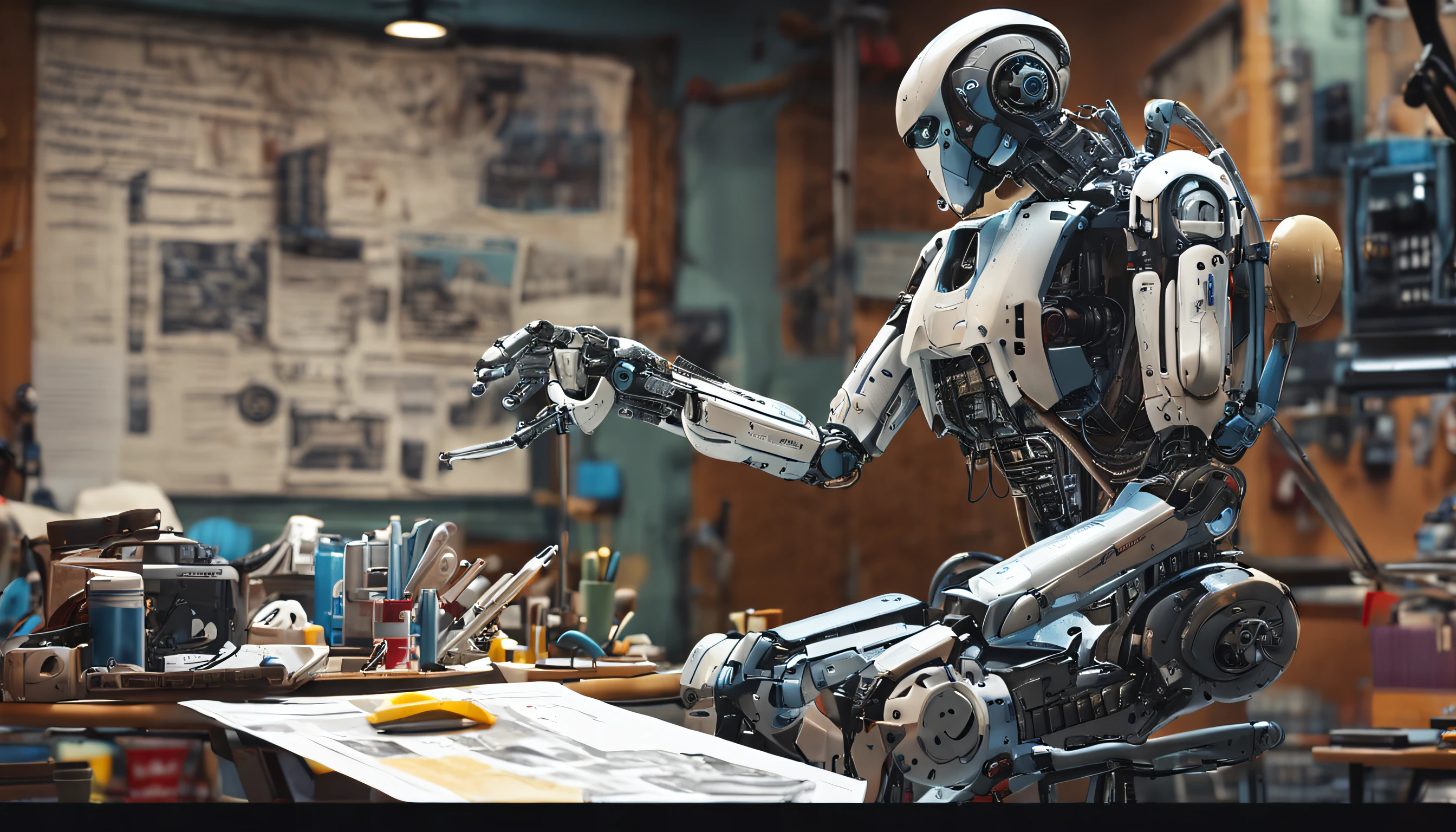 (((Best quality))),(((Ultra detailed))),(((Masterpiece))),illustration,Robotic arm,painting of a,precision
