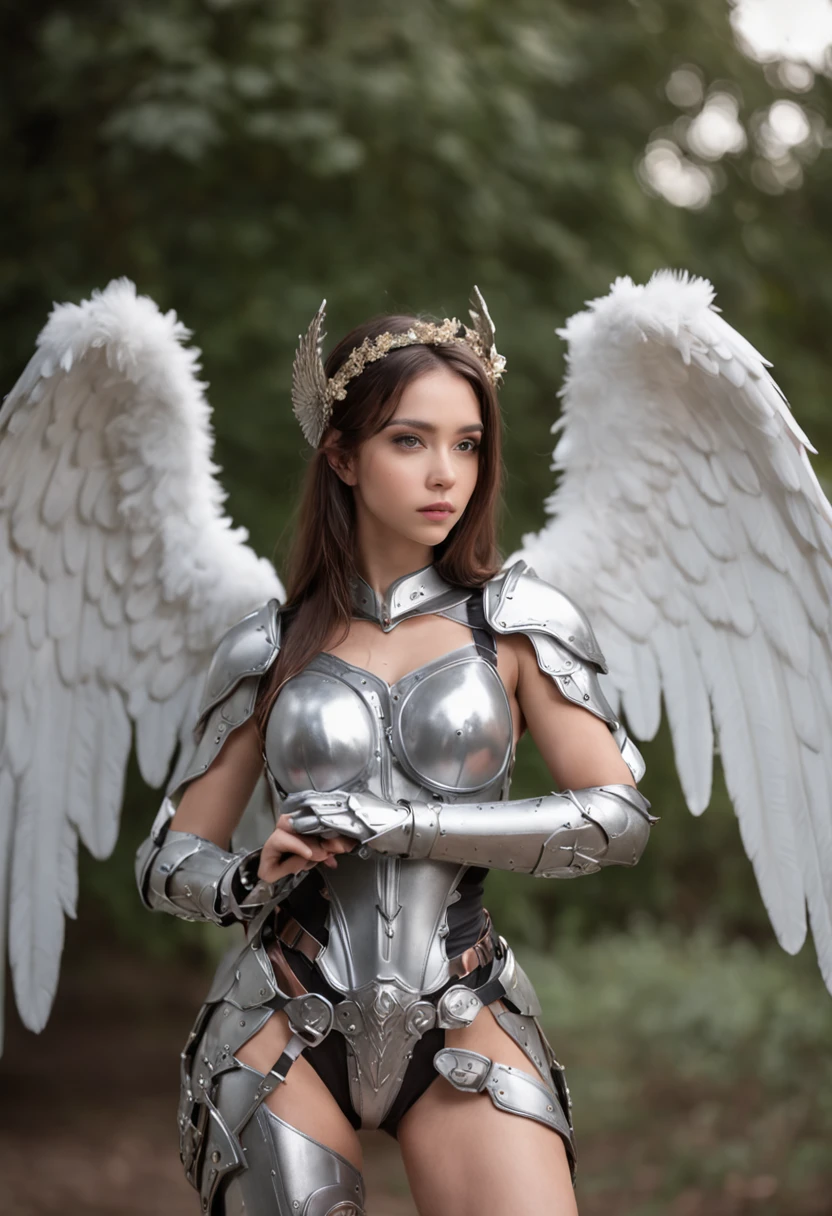 There is a woman with wings posing for a picture, beautiful cyborg angel girl, Epic angel wings, angel in plastic armor, full - body majestic angel, as a mystical valkyrie, beautiful angel, angel knight girl, beautiful female angel, angelic wings on her back, of an beautiful angel girl, angel knight gothic girl, beautiful angel, Gorgeous Role Play