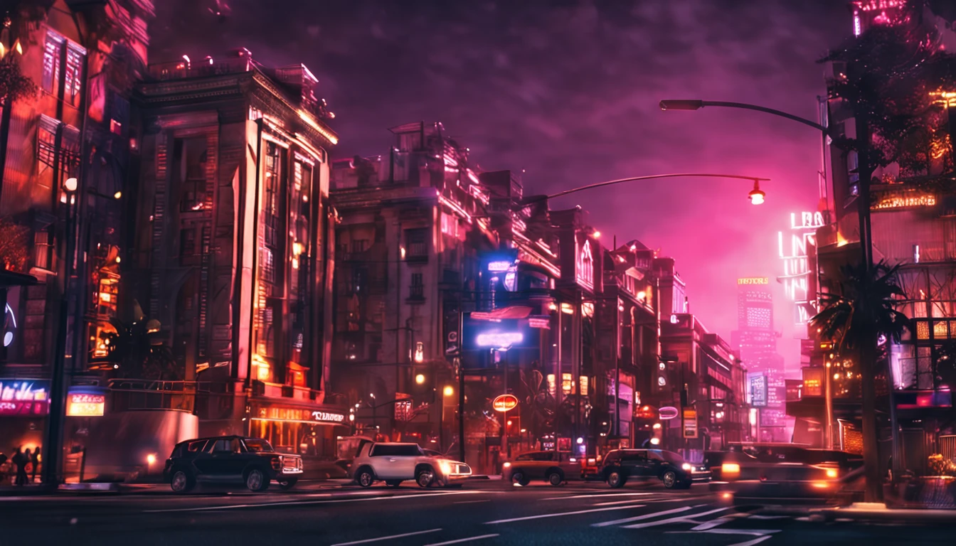 city night scene,The light and shadows form a beautiful picture