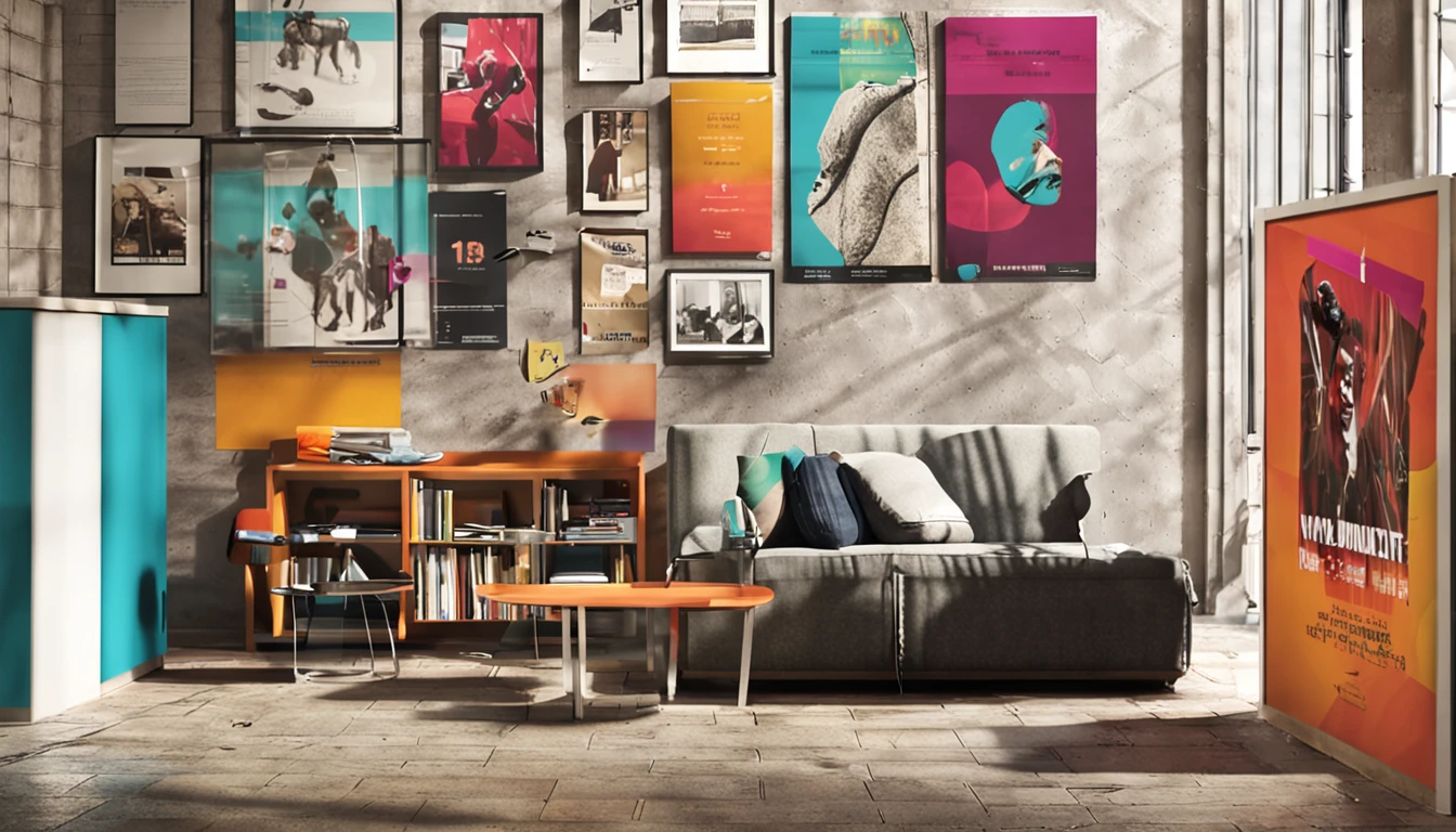 Art exhibition poster wall,Exhibit works of art