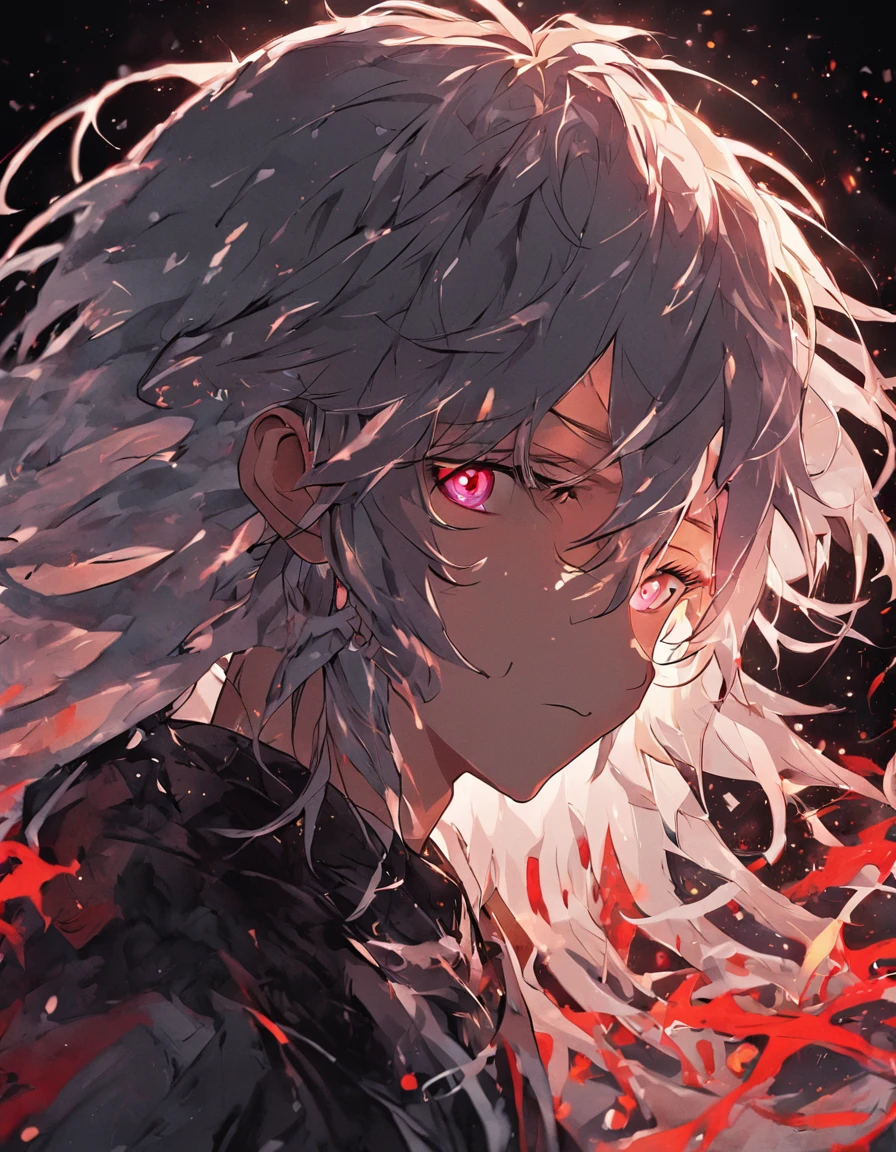 (black background:1.4),(Silhouette of a boy head, Red Eyes, colorfull long white hair, Oriental elements, in the dark)，(Chinese illustration:1.3，paper art:1.3, Quilted paper art:1.2),( reasonable design, Clear lines, High sharpness,Best quality, Very detailed, Masterpiece, movie light effect, 4K )