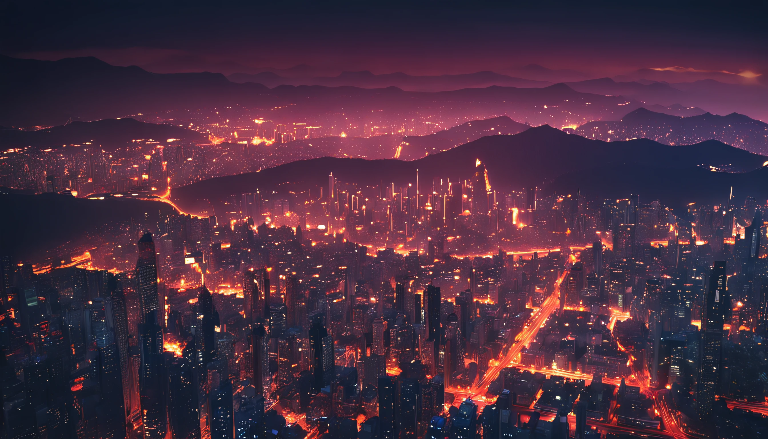 city night scene,The light and shadows form a beautiful picture