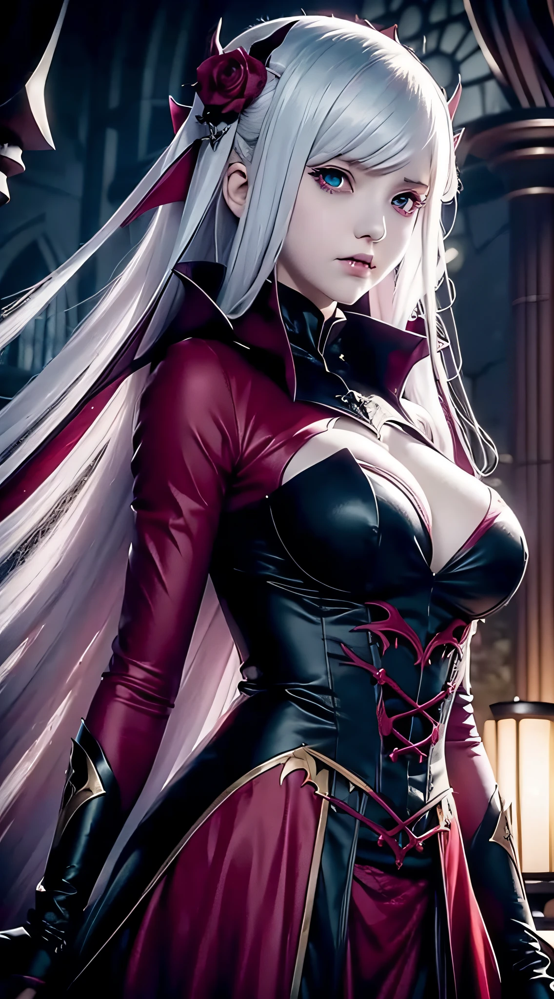 Vampire girl Shalltear Bloodfallen: Overlord anime, best quality, masterpiece, (realistic:1.2), Front, detailed face, (((masterpiece))), (((best quality))),(((extremely detailed))), illustration, mysterious,