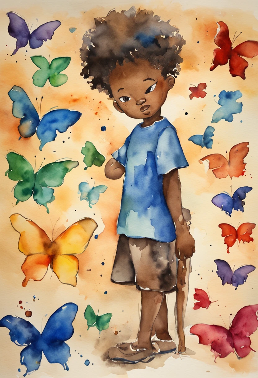a black child seeing various puzzle pieces of various colors