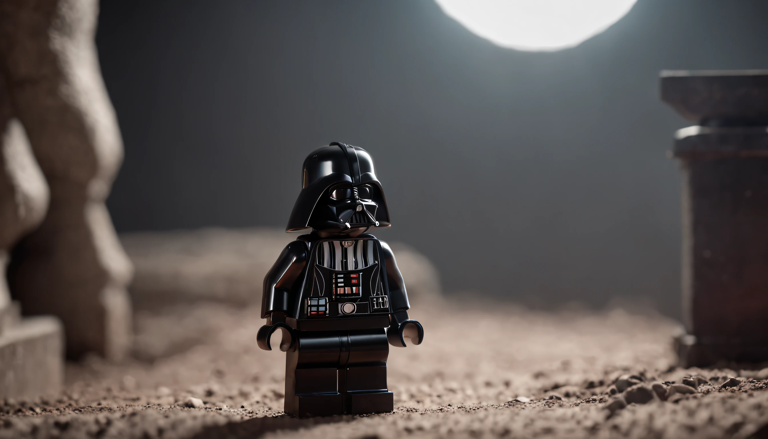 A photo of a lego as Darth vader, intricate, Cyberprep, Futago, Polaroid, ArchViz rendering, Flat, badge, chintzy colors, Grunge, spot lighting, Realistic dramatic lighting, highly detailed environment, cinematic quality, Redshift render, 4k