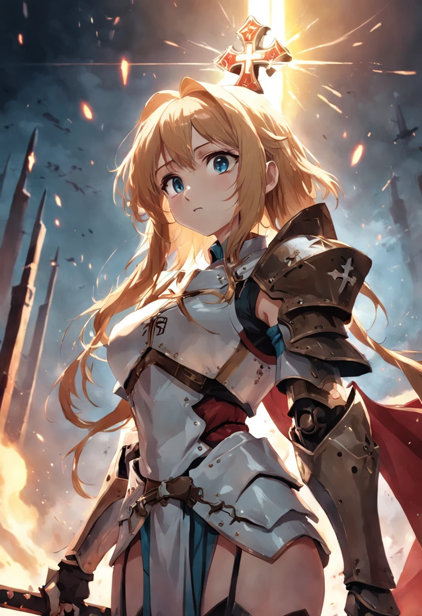 A woman in armor holding a sword and a sword - SeaArt AI