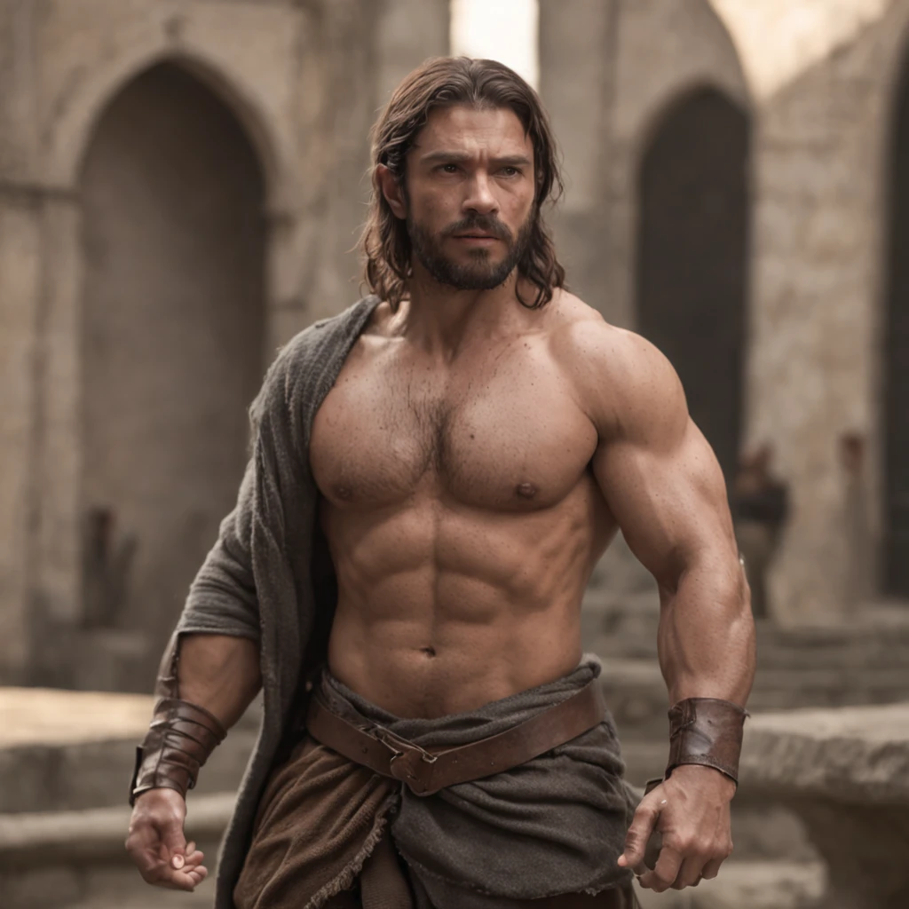 (Professional 3D rendering:1.3) de (Realistic:1.3) Foto de arte mais bonita do mundo,Features soft, bright male heroes, ((Epic hero fantasy rough muscular man wet hero angry look long hair short beard and fierce expression in dynamic pose, fantastic location, majestoso ambiente desordenado)), corpo inteiro 8k unidade render, action shot, poros da pele, very dark lighting, sombreamento pesado, circunstanciado, Rosto detalhado, (vibrante, fotogrdeia realista, Realistic, Dramatic, Escuro, foco nítido, 8k), (Old leather clothes damaged by bad weather:1.4), ((((Use peles)))), (intrincado:1.4), decadente, (altamente detalhado:1.4), pintura digital, rendering by octane, art stations, Conceito-Arte, liso, foco nítido, illustration, germe da arte, (Loish:0.23), Wlop Ilya Kuvshinov, e Greg Rutkowski e Alphonse Mucha Gracias, (global ilumination, studiolight, Light Volumetric), chuva forte, floating particles, patife, fantasia, Onze, corpo inteiroesbian, ((Fundo escuro e antigo da cidade:1.3)),CGSesociedade,art stations