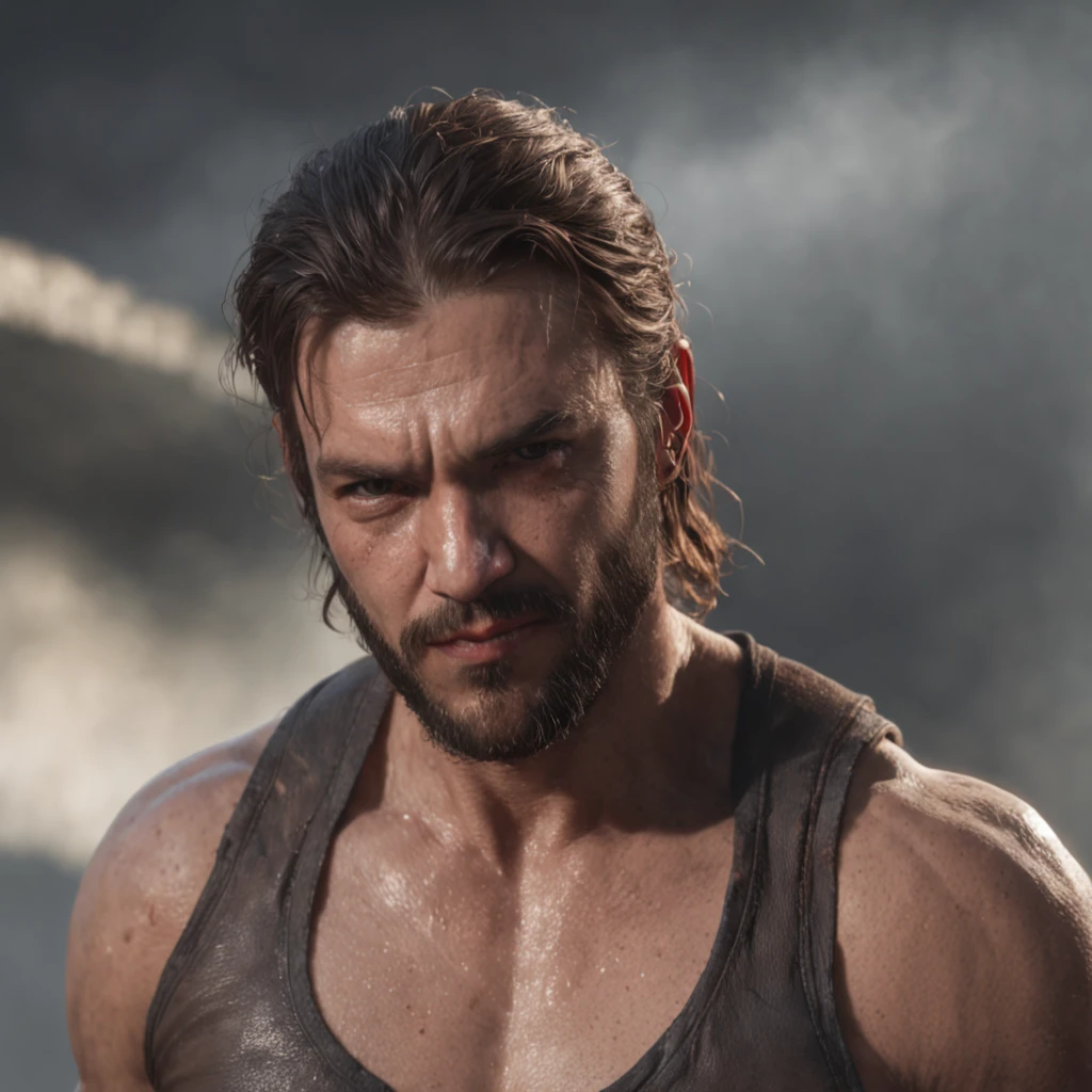 (Professional 3D rendering:1.3) de (Realistic:1.3) Foto de arte mais bonita do mundo,Features soft, bright male heroes, ((Epic hero fantasy rough muscular man wet hero angry look long hair short beard and fierce expression in dynamic pose, fantastic location, majestoso ambiente desordenado)), corpo inteiro 8k unidade render, action shot, poros da pele, very dark lighting, sombreamento pesado, circunstanciado, Rosto detalhado, (vibrante, fotogrdeia realista, Realistic, Dramatic, Escuro, foco nítido, 8k), (Old leather clothes damaged by bad weather:1.4), ((((Use peles)))), (intrincado:1.4), decadente, (altamente detalhado:1.4), pintura digital, rendering by octane, art stations, Conceito-Arte, liso, foco nítido, illustration, germe da arte, (Loish:0.23), Wlop Ilya Kuvshinov, e Greg Rutkowski e Alphonse Mucha Gracias, (global ilumination, studiolight, Light Volumetric), chuva forte, floating particles, patife, fantasia, Onze, corpo inteiroesbian, ((Fundo escuro e antigo da cidade:1.3)),CGSesociedade,art stations