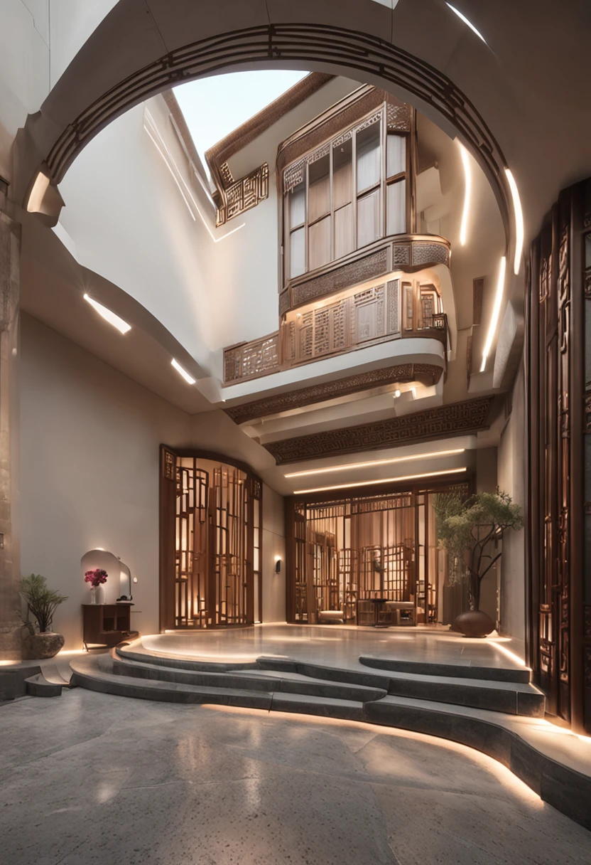 Classical Chinese Arching,Huang Family Mansion,Construction that mixes classic design with modern,Spacious,aconchegante,bem iluminada tanto por luz natural quanto artificial