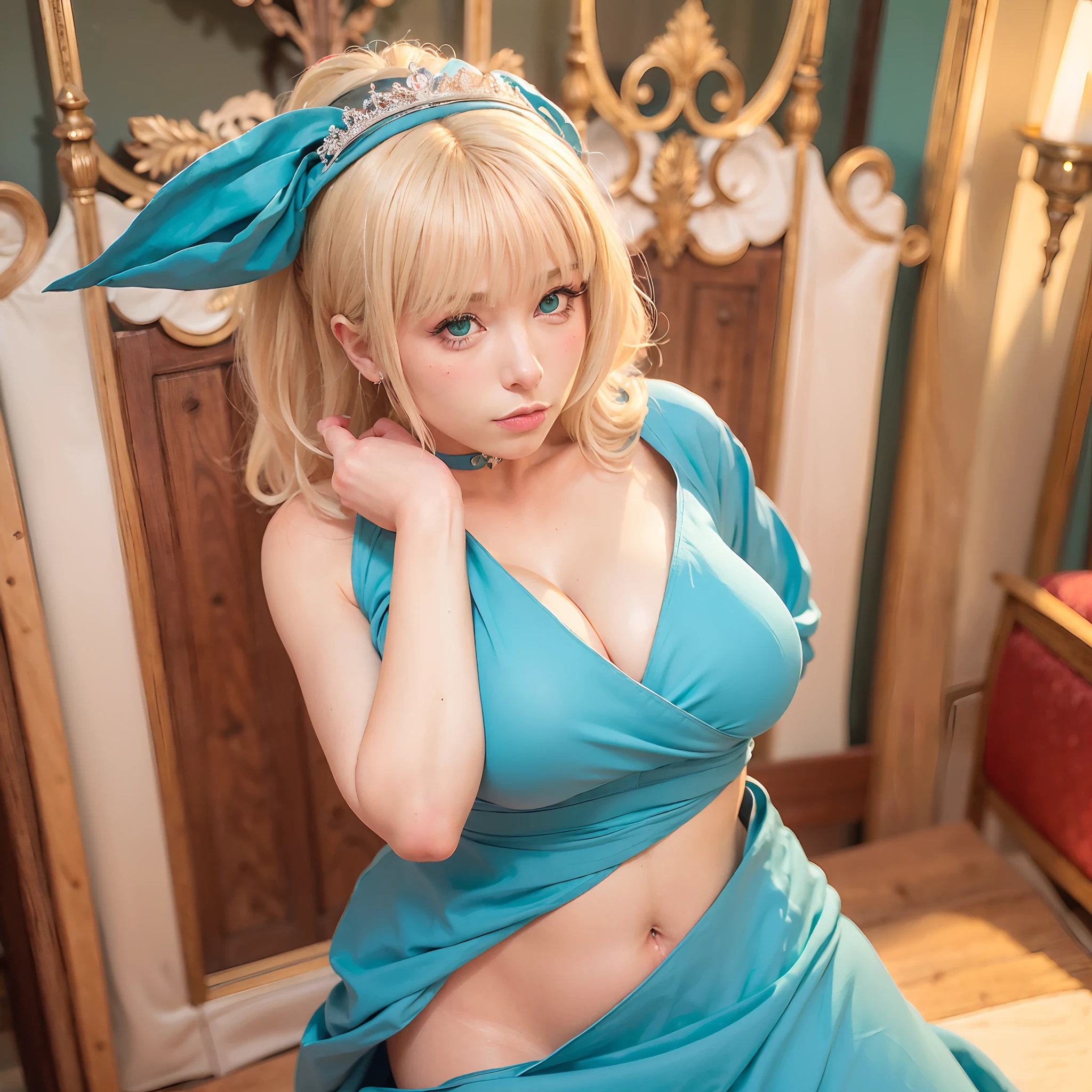 (((1 woman))), ((blonde beautiful blonde girl with dark turquoise eyes with a slim body with large and wearing a royal dark turquoise dress, serious expression for a royal potrait), ((inside of a royal room) ) beautiful girl)), (18 year old pretty girl), ((1 screen)), 8K, RAW shot, highest quality photo, best masterpiece, nice realistic photo, ((anatomically correct proportions: 1.5)), beautiful woman with Nordic-Germanic traits, detailed face, detailed eyes, narrow nose, detailed fingers, detailed skin, large breastl photoshoot))