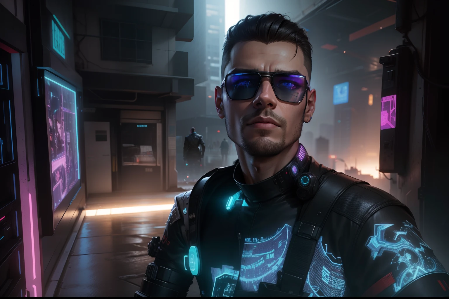 Change background cyberpunk handsome boy , realistic face , 8k , ultra realistic