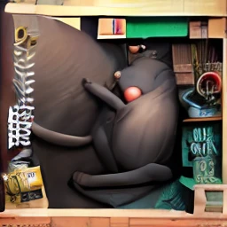 anime comic strip with a cat in a wooden box, (sfw) safe for work, ahegao, vore art, comic artwork, overdetailed art, loli, detailed fanart, loish |, pov furry art, trending on cgstation, shikamimi, cushart, close angle, anime cover, by Kamagurka