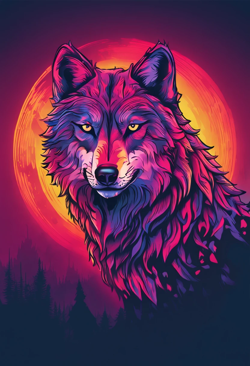 Create a wolf logo for a digital channel with vibrant, high-resolution colors