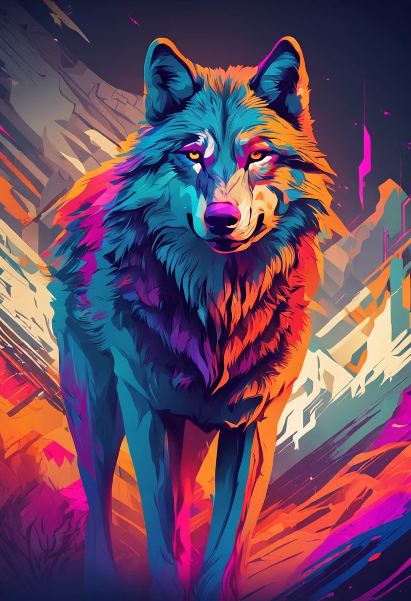 Create a wolf logo for a digital channel with vibrant, high-resolution colors