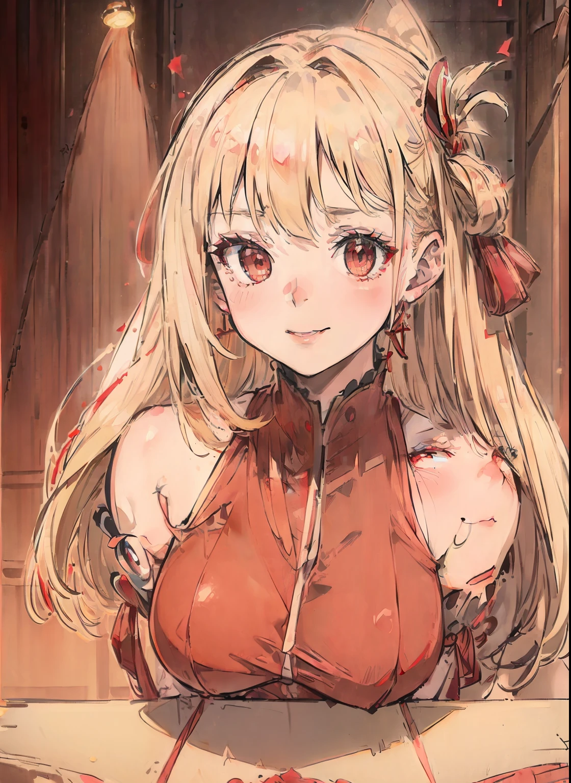 (masterpiece:1.2、highest quality、Tmasterpiece)、1 female、alone、classroom、Day、stand、Beauty、blonde、ponytail、Red eyes、(Oversized Sailor Suit:1.55)、(Dark Skin:1.4)、Blake、Big Breasts、Long sleeve、corset、Earrings、lipstick、pantyhose、mini skirt、Very sweaty、choker、blush、Covered breasts、Bangs braids、(Thick lips:1.2)、(in stocks pose:1.2)、(Restrained by chains:1.4)、bdsm、(Restrained on a wooden stand:1.4)、X-shaped adhesive stand